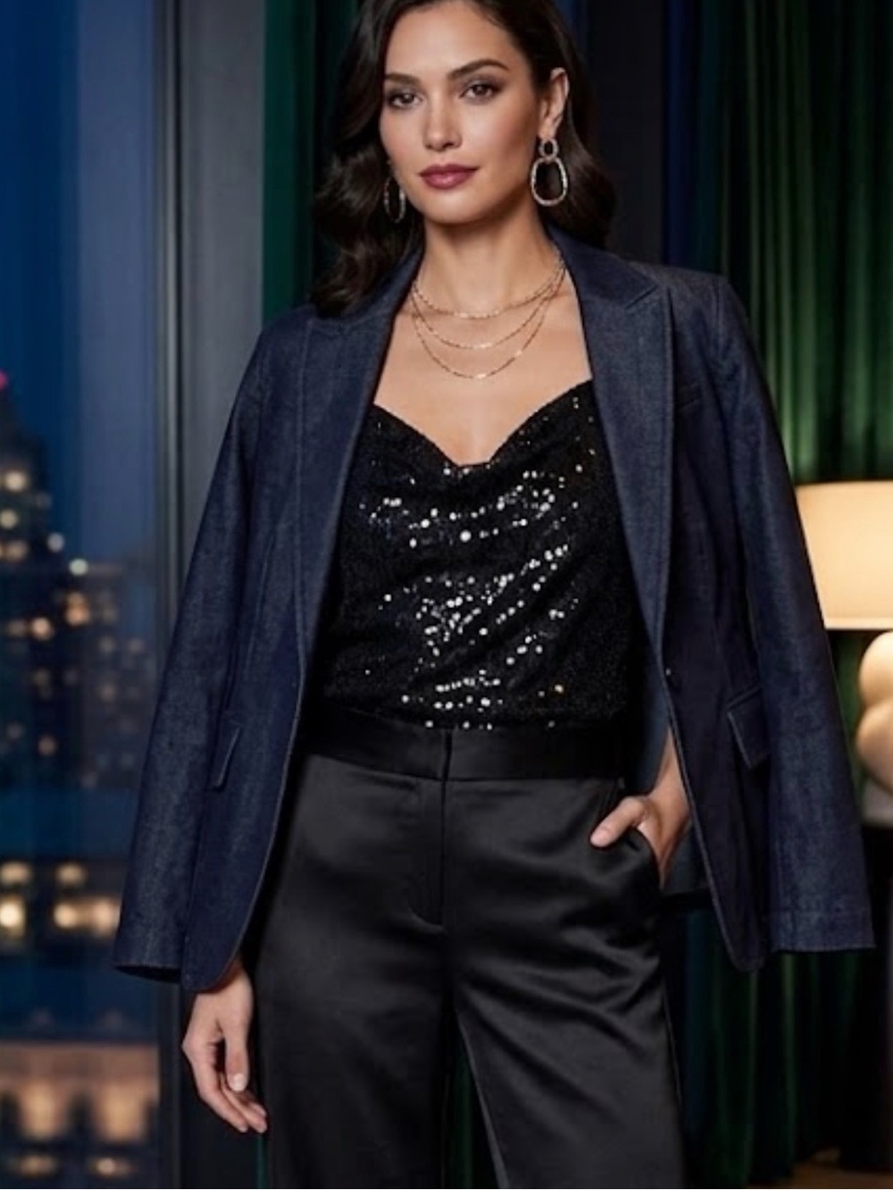 DKNY Dark Navy Single-Button Blazer